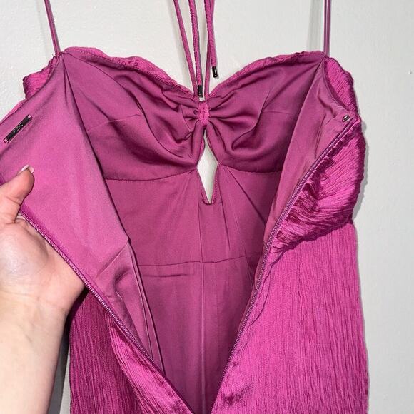 Alexis Jada Jumpsuit Halter Neck Flare Leg Pink Size XS Crepe Fabric - Picture 8 of 12